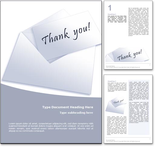 Royalty Free Thank You Microsoft Word Template In Blue